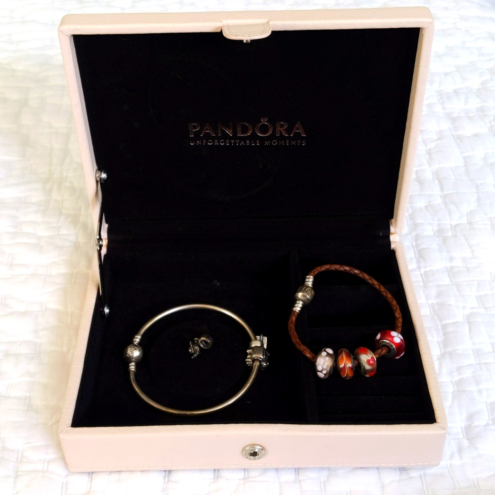 Pandor bracelets, charms and storage box bundle
